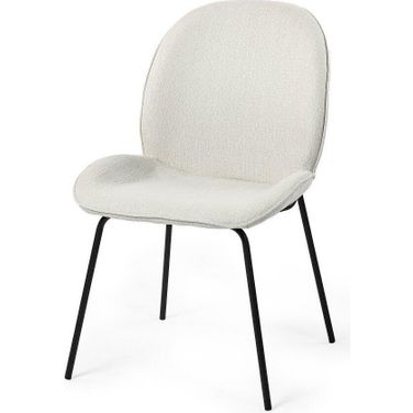 Inala White Fabric Seat Black Metal Frame Dining Chair