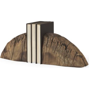 Incana Handmade Reclaimed Wooden Bookends In Medium Brown