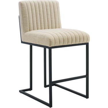 Indulge Channel Tufted Fabric Counter Stool In Beige