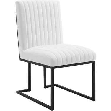 Indulge Channel Tufted Fabric Dining Chair In White