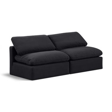 Indulge Linen Textured Fabric 2 Piece Modular Sofa In Black