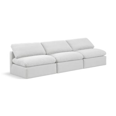 Indulge Linen Textured Fabric 3 Piece Modular Sofa In White