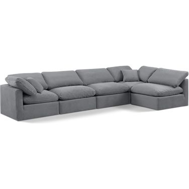 Indulge 5 Piece Modular Sectional In Grey Velvet