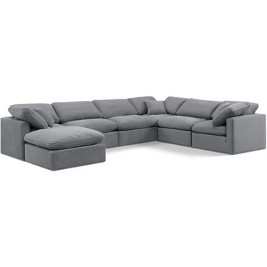 Indulge 7 Piece Modular Sectional In Grey Velvet