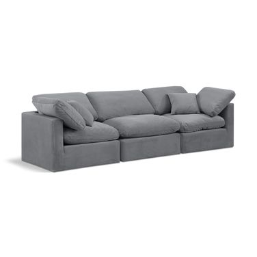 Indulge 3 Piece Modular Sofa In Grey Velvet