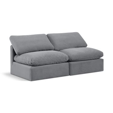Indulge 2 Piece Modular Sofa In Grey Velvet