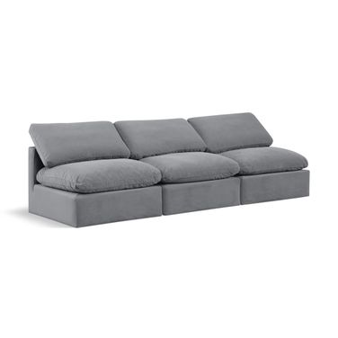 Indulge 3 Piece Modular Sofa In Grey Velvet