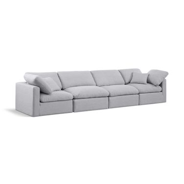 Indulge Textured Fabric 4 Piece Modular Sofa In Grey Linen