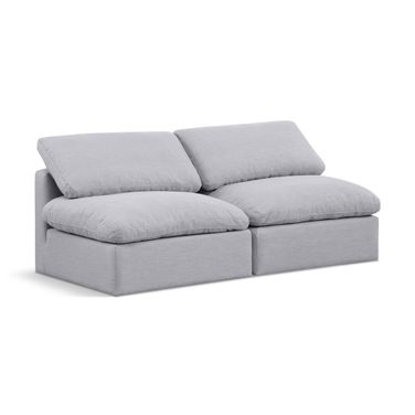 Indulge Textured Fabric 2 Piece Modular Sofa In Grey Linen