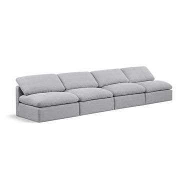 Indulge Textured Fabric 4 Piece Modular Sofa In Grey Linen