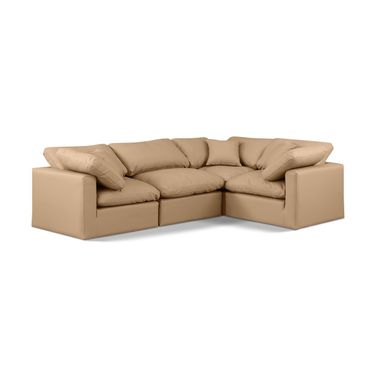 Indulge Vegan Leather 4 Piece Modular Sectional In Tan