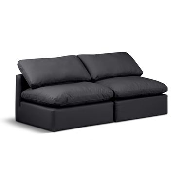 Indulge Vegan Leather 2 Piece Modular Sofa In Black