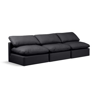 Indulge Vegan Leather 3 Piece Modular Sofa In Black