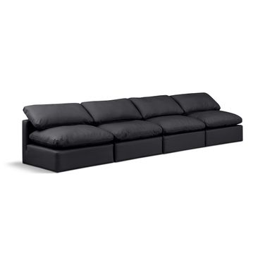 Indulge Vegan Leather 4 Piece Modular Sofa In Black