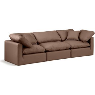 Indulge Vegan Leather 3 Piece Modular Sofa In Brown