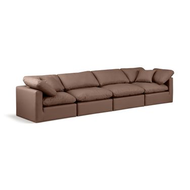 Indulge Vegan Leather 4 Piece Modular Sofa In Brown