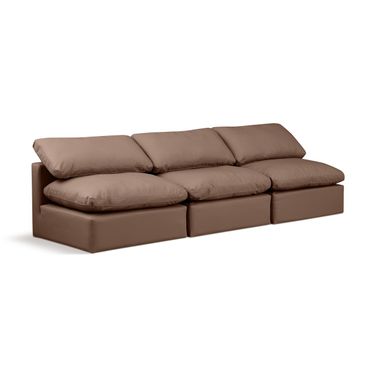 Indulge Vegan Leather 3 Piece Modular Sofa In Brown