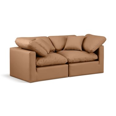 Indulge Vegan Leather 2 Piece Modular Sofa In Cognac