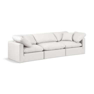 Indulge Vegan Leather 3 Piece Modular Sofa In Cream