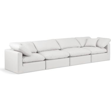 Indulge Vegan Leather 4 Piece Modular Sofa In Cream