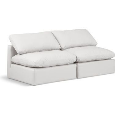Indulge Vegan Leather 2 Piece Modular Sofa In Cream