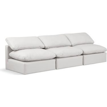 Indulge Vegan Leather 3 Piece Modular Sofa In Cream