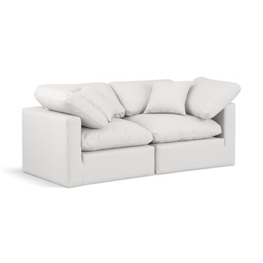 Indulge Vegan Leather 2 Piece Modular Sofa In Cream