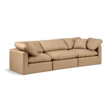 Indulge Vegan Leather 3 Piece Modular Sofa In Tan
