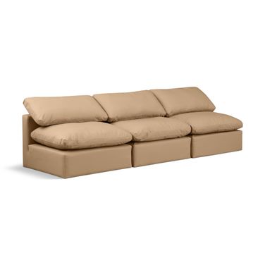 Indulge Vegan Leather 3 Piece Modular Sofa In Tan