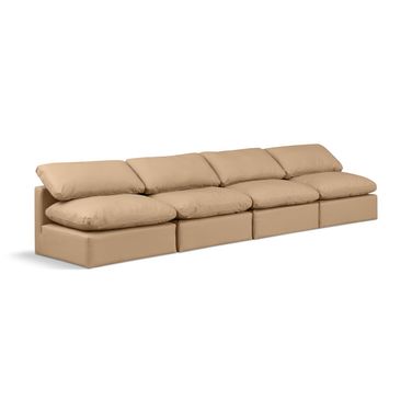 Indulge Vegan Leather 4 Piece Modular Sofa In Tan