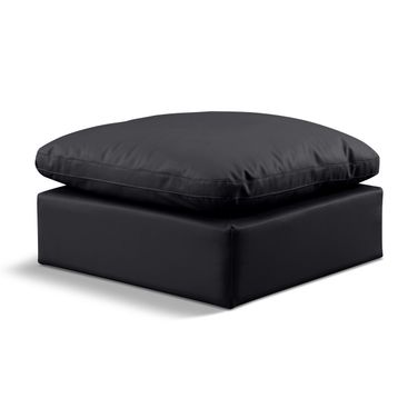 Indulge Vegan Leather Ottoman In Black