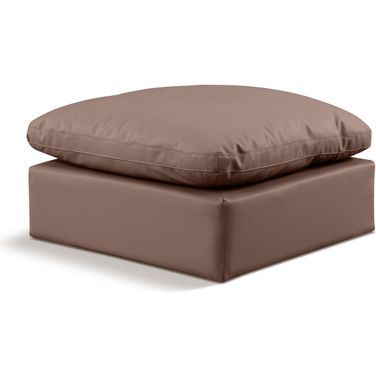 Indulge Vegan Leather Ottoman In Brown