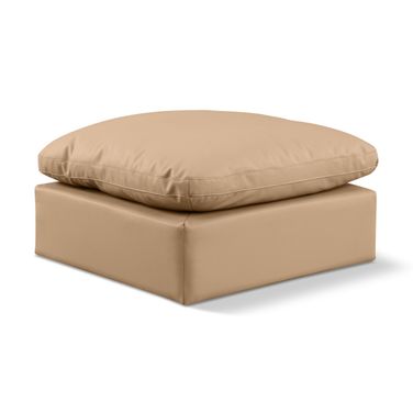 Indulge Vegan Leather Ottoman In Tan