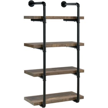 Elmcrest 24-inch Wall Shelf Black and Rustic Oak