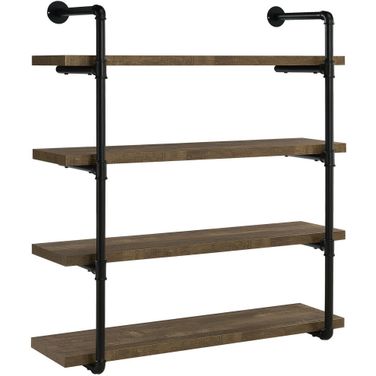 Elmcrest 40-inch Wall Shelf Black and Rustic Oak