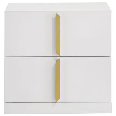 Ines 2-Drawer Nightstand Bedside Table In White High Gloss