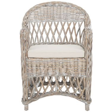 Inez White Wash Wicker Club Chair