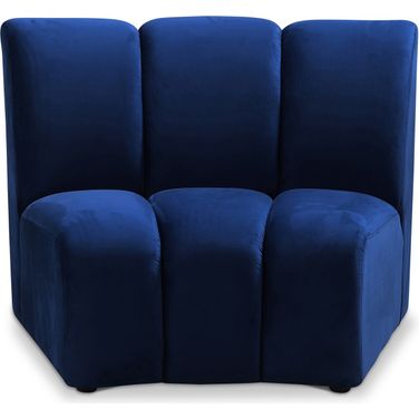 Infinity Velvet Modular Chair In Navy