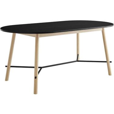 Infuse 71 Inch Wood Grain Dining Table In Black and Oak