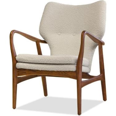 Ingrid Creme Boucle Lounge Chair With Light Walnut Ash Stained Legs