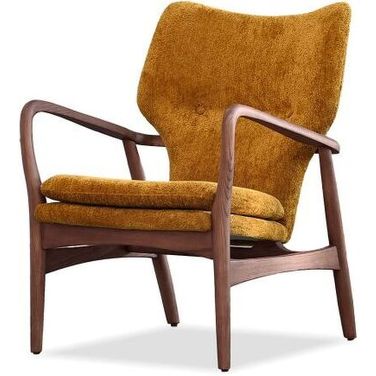 Ingrid Lounge Chair Ash Frame In Walnut Finish In Mona Gold
