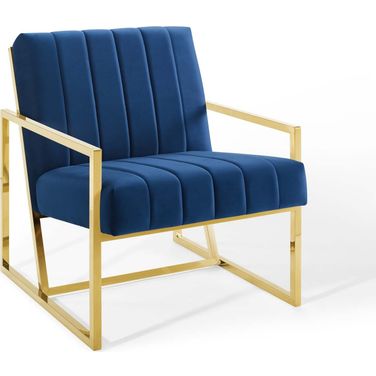 Inspire Channel Tufted Performance Velvet Armchair In Navy