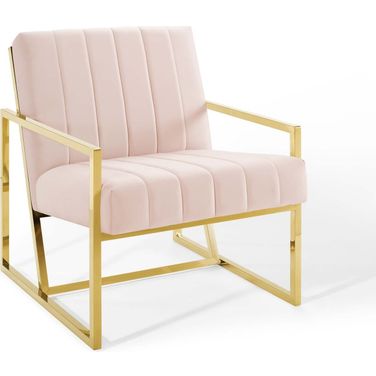 Inspire Channel Tufted Performance Velvet Armchair In Pink