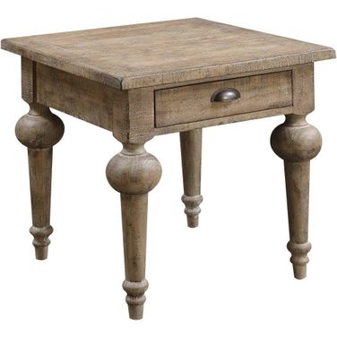 Interlude Square End Table In Sandstone Buff