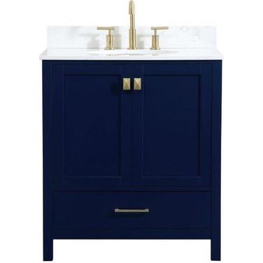 Irene 30 Inch Single Bathroom Vanity In Blue With Backsplash