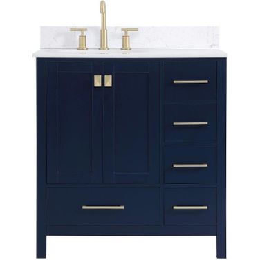 Irene 32 Inch Single Bathroom Vanity In Blue With Backsplash