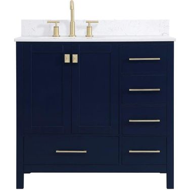 Irene 36 Inch Single Bathroom Vanity In Blue With Backsplash