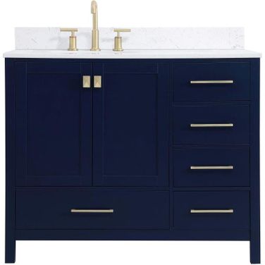 Irene 42 Inch Single Bathroom Vanity In Blue With Backsplash