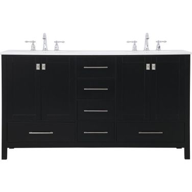 Irene 60 Inch Double Bathroom Vanity In Black