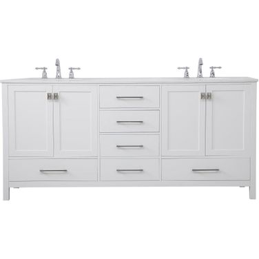 Irene 72 Inch Double Bathroom Vanity In White